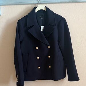 NWT Ann Taylor Midnight Blue Peacoat with Gold Buttons